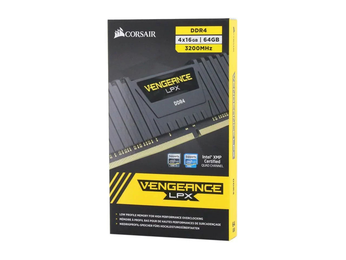 CORSAIR Vengeance LPX 64GB (4 x 16GB) 288-Pin PC RAM DDR4 3200 (PC4 25600) Desktop Memory Model CMK64GX4M4E3200C16