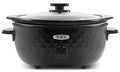 Elite Gourmet MST1234BX# Diamond Pattern Slow Cooker Removable, Dishwasher-Safe Stoneware Pot with Tempered Glass Lid, Cool-Touch Handles, 6 Quart, Charcoal Ebony