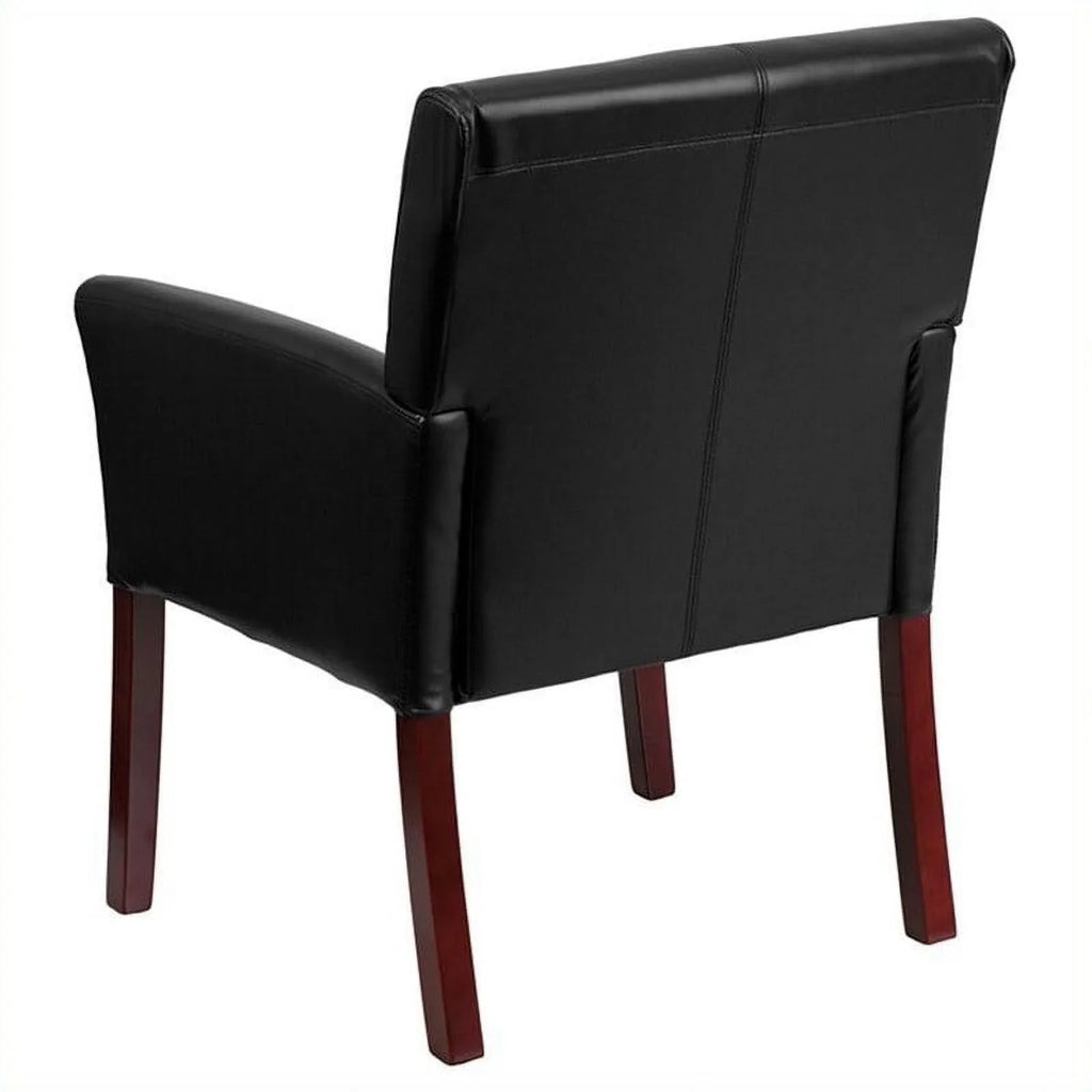 Kingfisher Lane Executive Side Guest Chair in Jet with Mahogany Legs