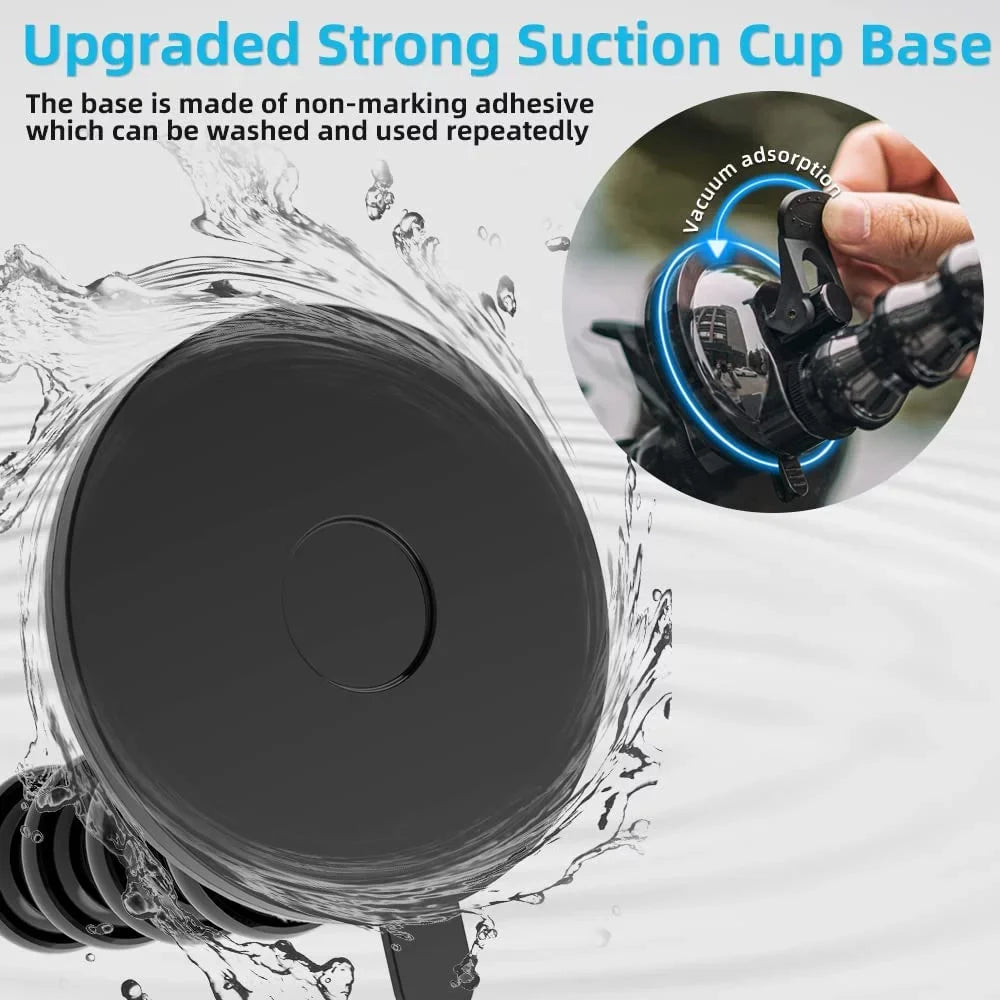Flexible Gooseneck Suction Cup Camera Car Mount Compatible with Gopro Hero 10 Jet 9/8/7/6/5 Ebony