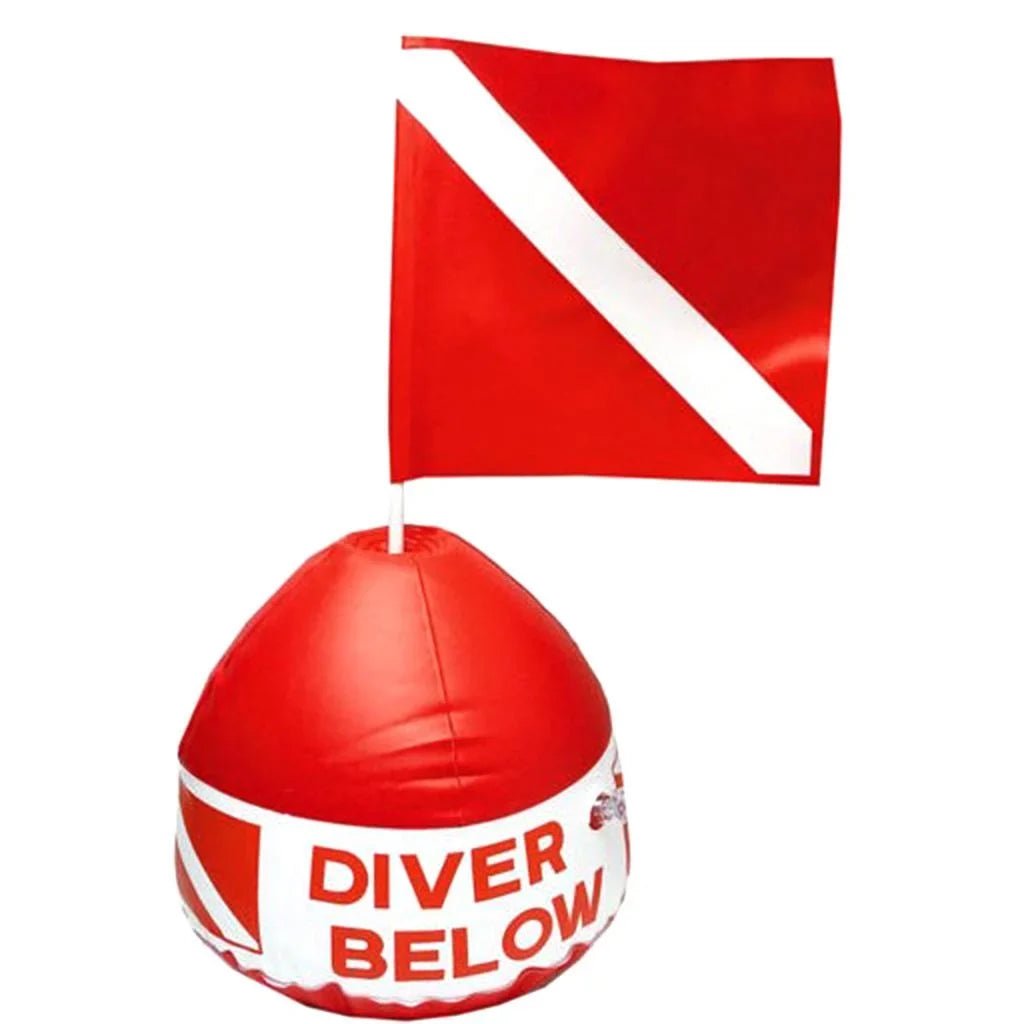 Inflatable Dive Buoy With Red Flag Snorkel Scuba Diving Surface Marker Safety Outdoor Accessory