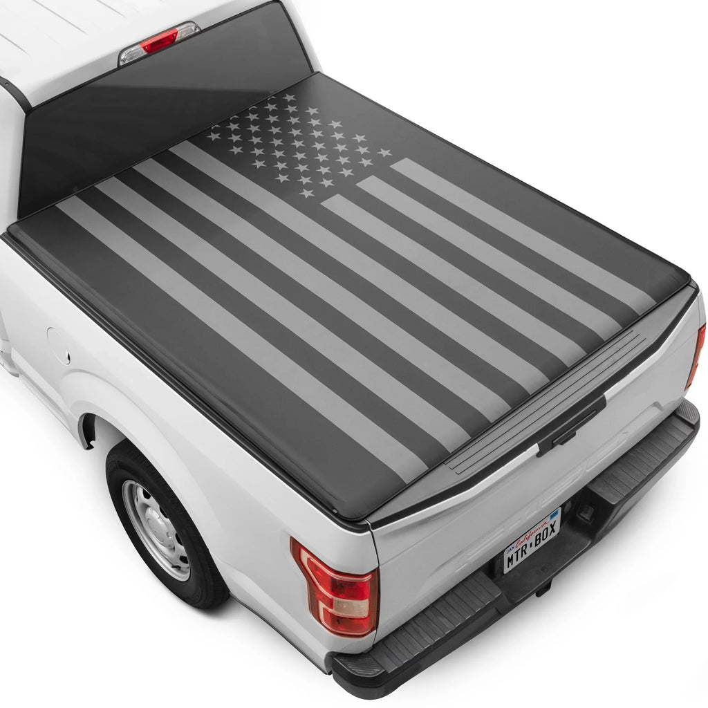 Dark Flag Tonneau Cover Soft Roll-up Truck Bed Protector All Weather Retractable for Ram 1500 2002-2023 2500/3500 2003-2020 6.4 ft