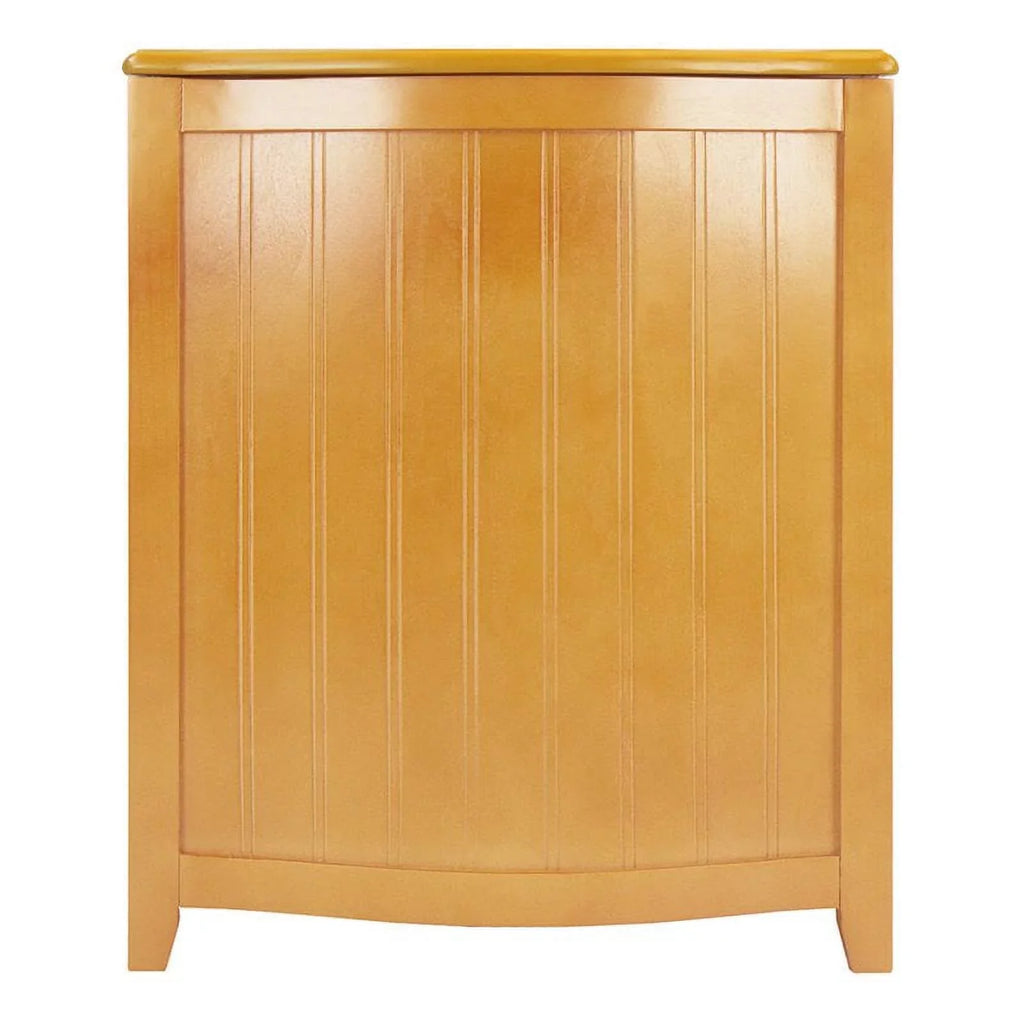 Oceanstar Natural Finished Bowed Front Laundry Wood Hamper with Interior Bag B0106N