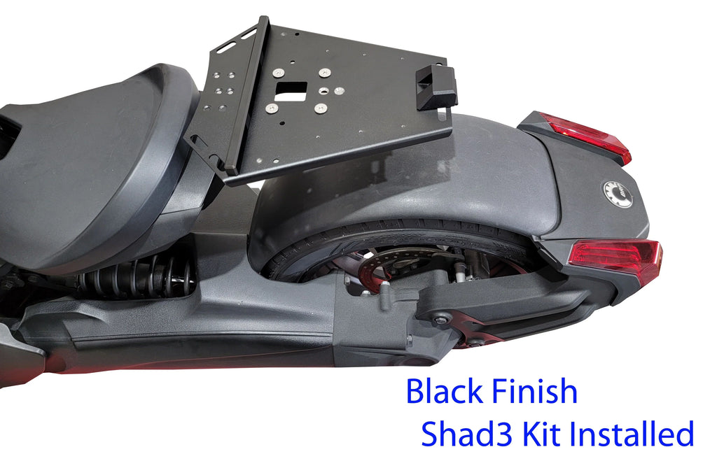 Can Am Ryker Luggage Rack Ebony Large Shad Cases Kit installed NO MAX MOUNT NEEDED.