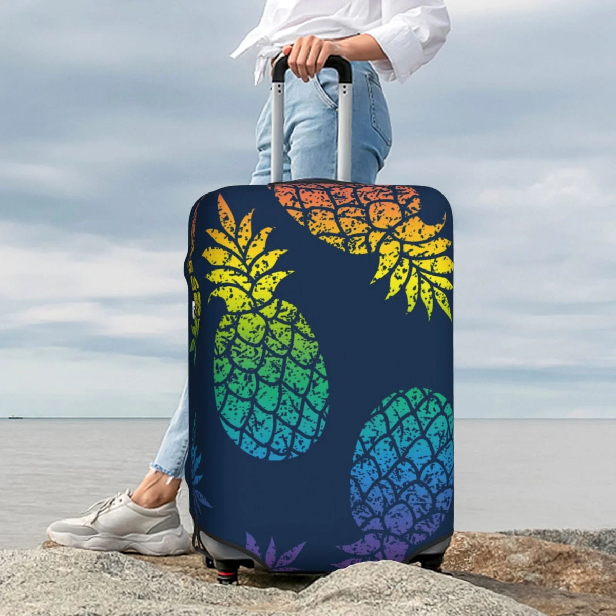 Ocsxa Travel Dust-Proof Suitcase Cover Abstract Bright Pine Fruit Retro Print Luggage Cover Protector For 18-32inch