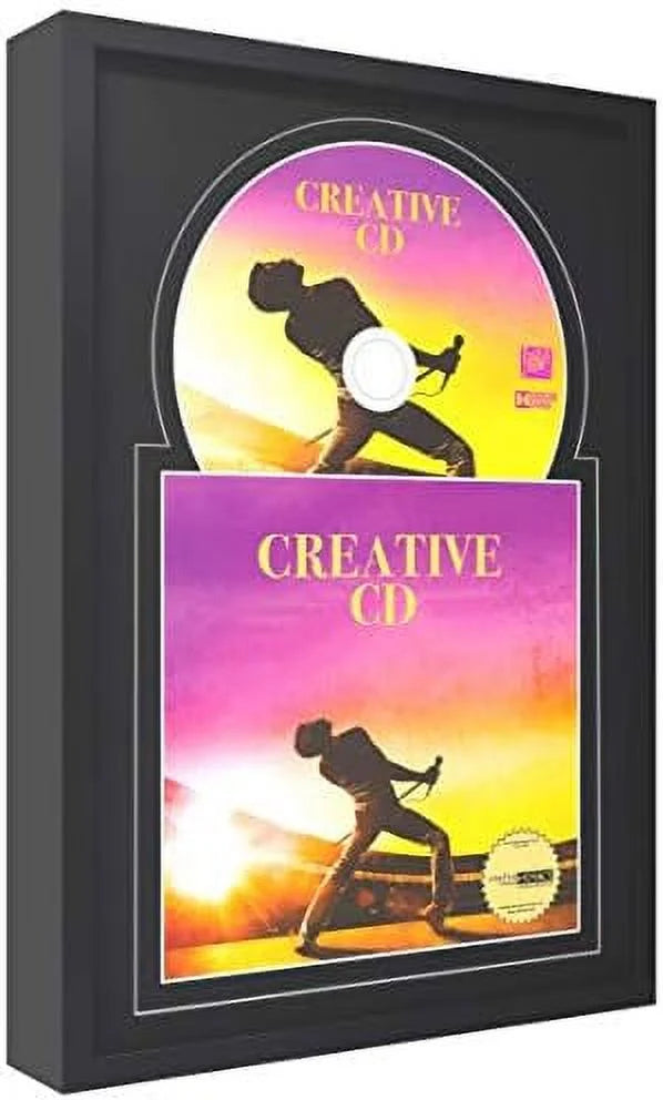 X 12" Jukebox Music Frame Double Jet Matting Displays Cover Art And 4 7/8-Inch Dia. Disc Self Standing With Wall Hanger