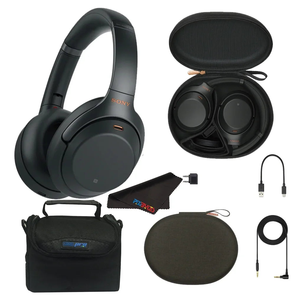 WH-1000XM3 Wireless Noise-Canceling Over-Ear Headphones Ebony + Pixibytes Bundle