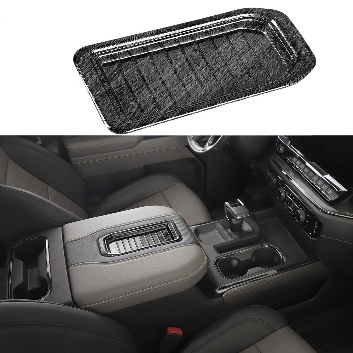 Center Armrest Storage Box Trim Cover Fit For Chevy Silverado Suburban Tahoe SIERRA 2019 2020 2021 2022 Dark Wood Grain