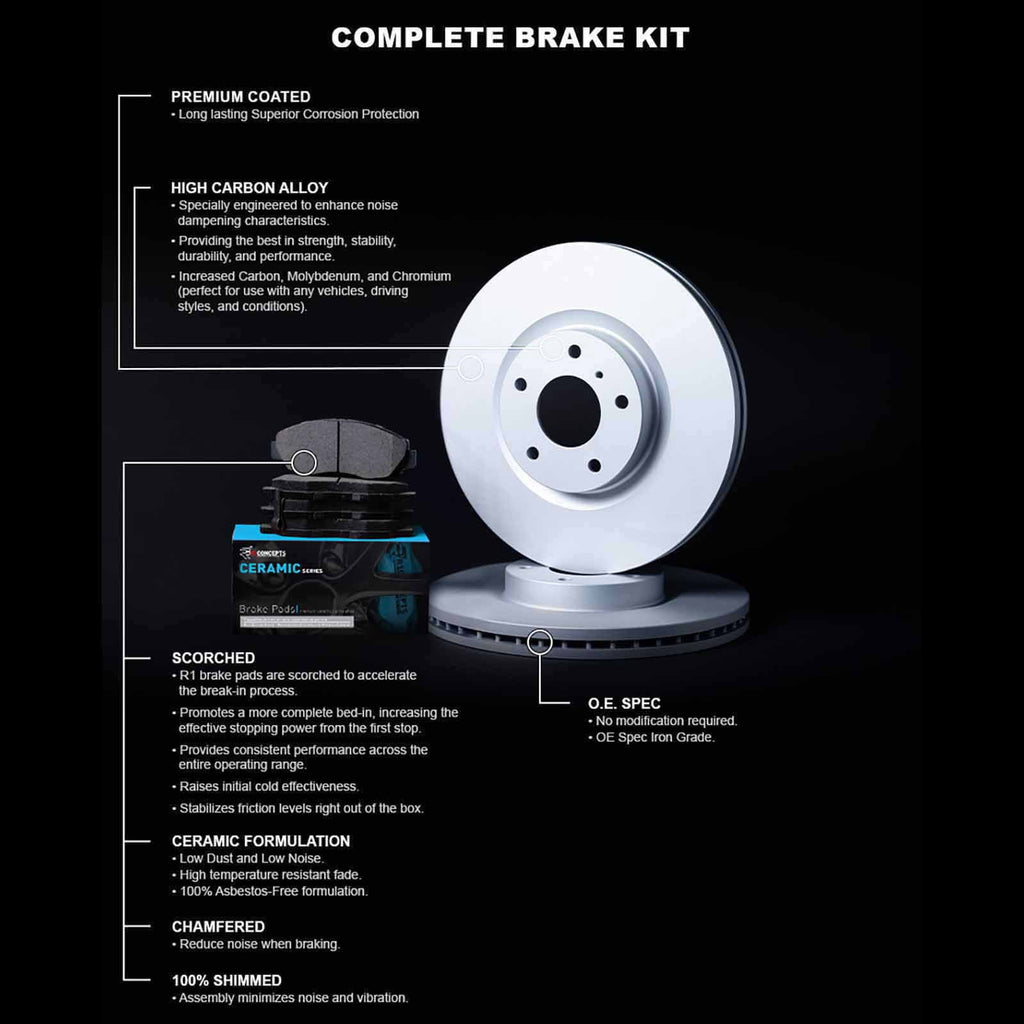 R1 Concepts Wdwh1 91004 R1 Concepts Brake Rotor Carbon Coated With Ceramic Pads Fits select: 2017-2018 YARIS IA, 2016 SCION IA
