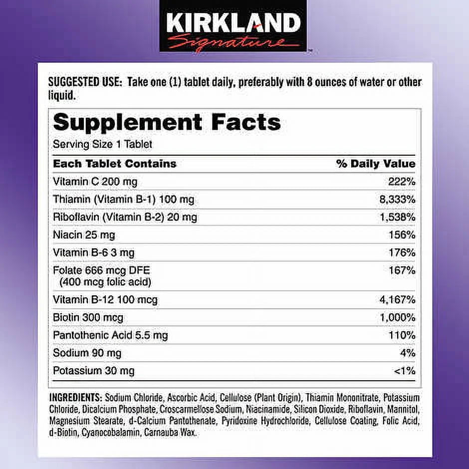Super B-Complex, 500 Tablets PACK OF 2 1000 TABLETS TOTAL Includes 8 B Vitamins, Electrolytes and Vitamin C