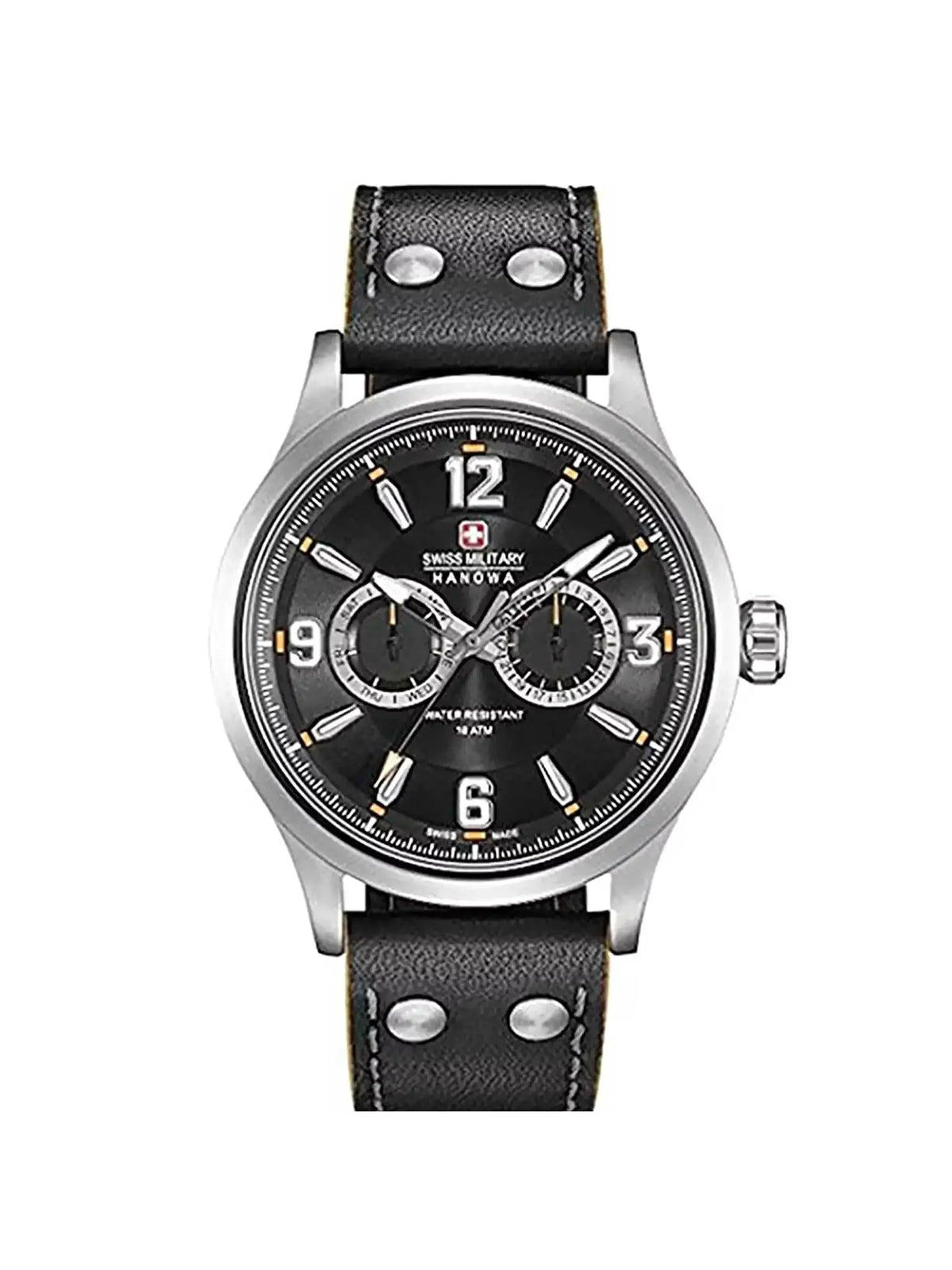 Swiss Military Hanowa S-Steel Jet Dial Quartz Mens Watch 06-4307.04.007