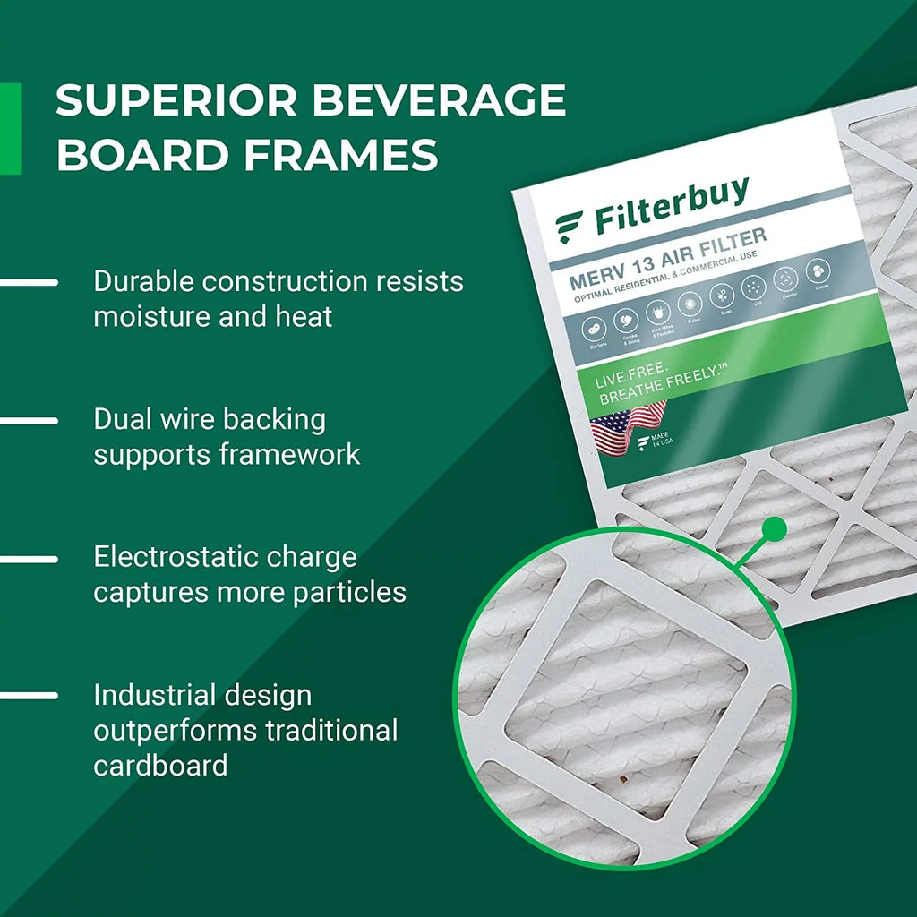 Filterbuy 24x24x2 MERV 13 Pleated HVAC AC Furnace Air Filters (6-Pack)