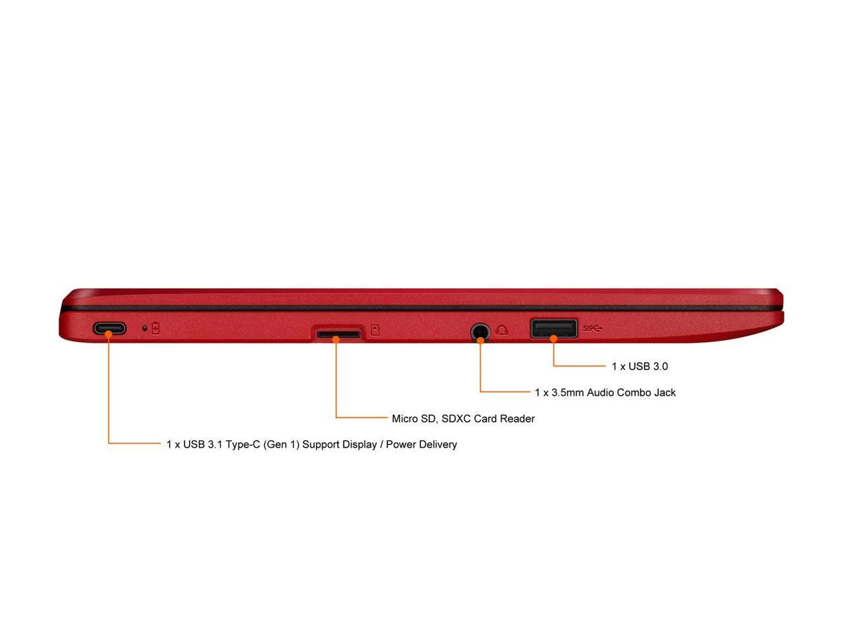 Chromebook Laptop in Red, 12, Celeron, 32GB Flash Storage, 4GB RAM, C223NA-DH02-RD