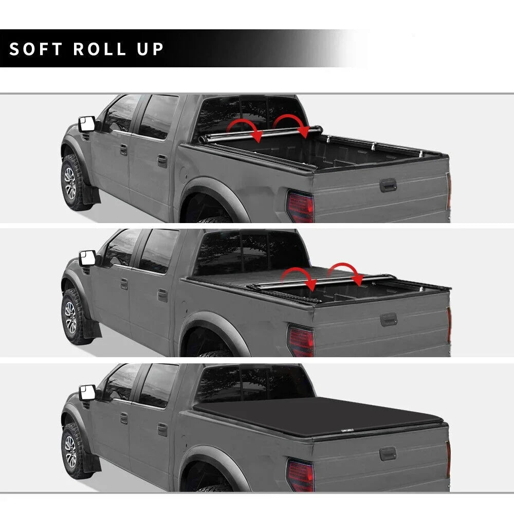 Ledkingdomus 5.7 ft Bed Soft Roll up Truck Bed Tonneau Cover for 2009-2023 Dodge Ram 1500 Without Rambox