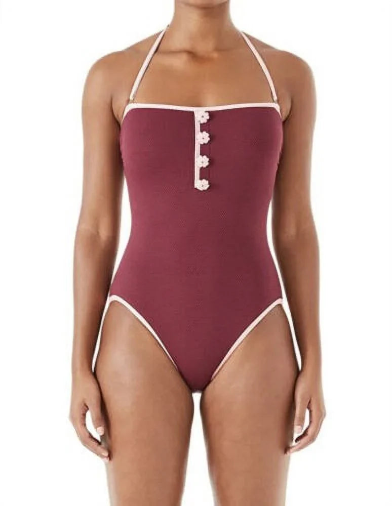 Kate Spade New York PURPLE Pique Convertible One-Piece Swimsuit, US Large