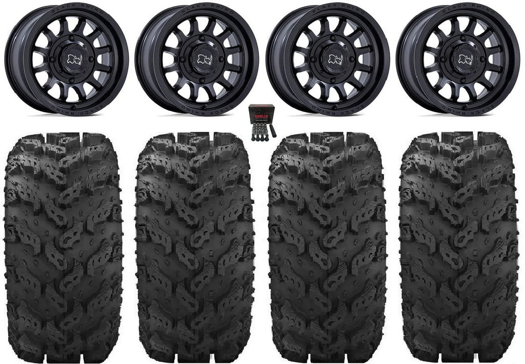 Jet Rhino Rapid 14" Wheels Bk 28" Reptile Tires Yamaha Viking Wolverine YXZ1000R CFMoto ZForce 950 UForce 1000