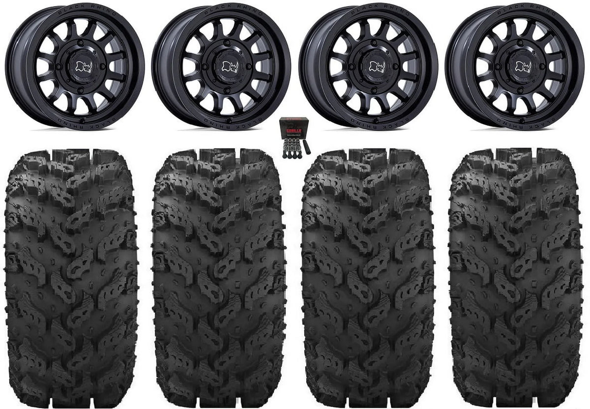 Jet Rhino Rapid 14" Wheels Bk 28" Reptile Tires Yamaha Viking Wolverine YXZ1000R CFMoto ZForce 950 UForce 1000