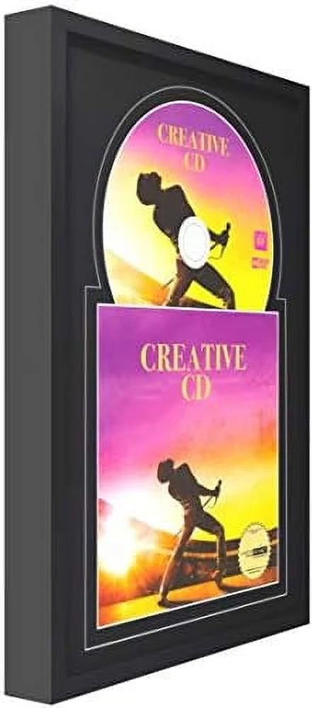 X 12" Jukebox Music Frame Double Jet Matting Displays Cover Art And 4 7/8-Inch Dia. Disc Self Standing With Wall Hanger