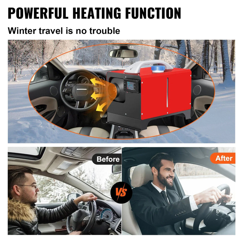 VEVOR Diesel Air Heater, 5KW 12V Parking Heater, Mini Truck Heater, Single Outlet Hole, with Dark LCD, Remote Control, Fast Heating Diesel Heater, For RV Truck, Boat, Bus, Car Trailer, Motorhomes