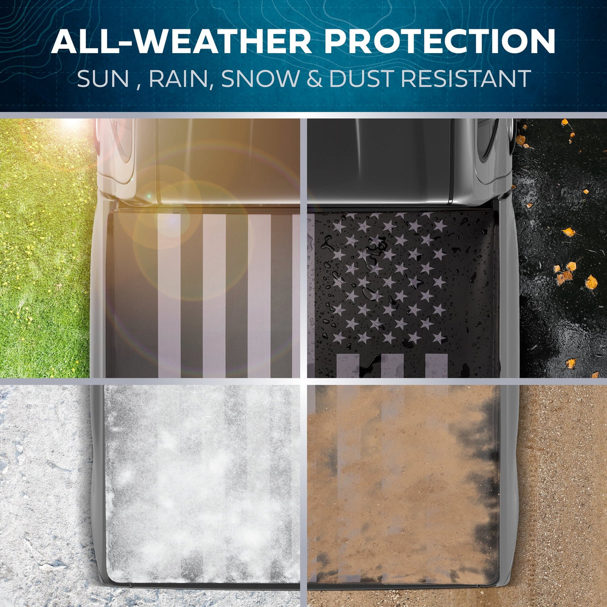 Dark Flag Tonneau Cover Soft Roll-up Truck Bed Protector All Weather Retractable for Ram 1500 2002-2023 2500/3500 2003-2020 6.4 ft