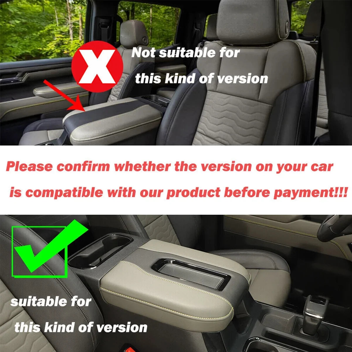 Center Armrest Storage Box Trim Cover Fit For Chevy Silverado Suburban Tahoe SIERRA 2019 2020 2021 2022 Dark Wood Grain
