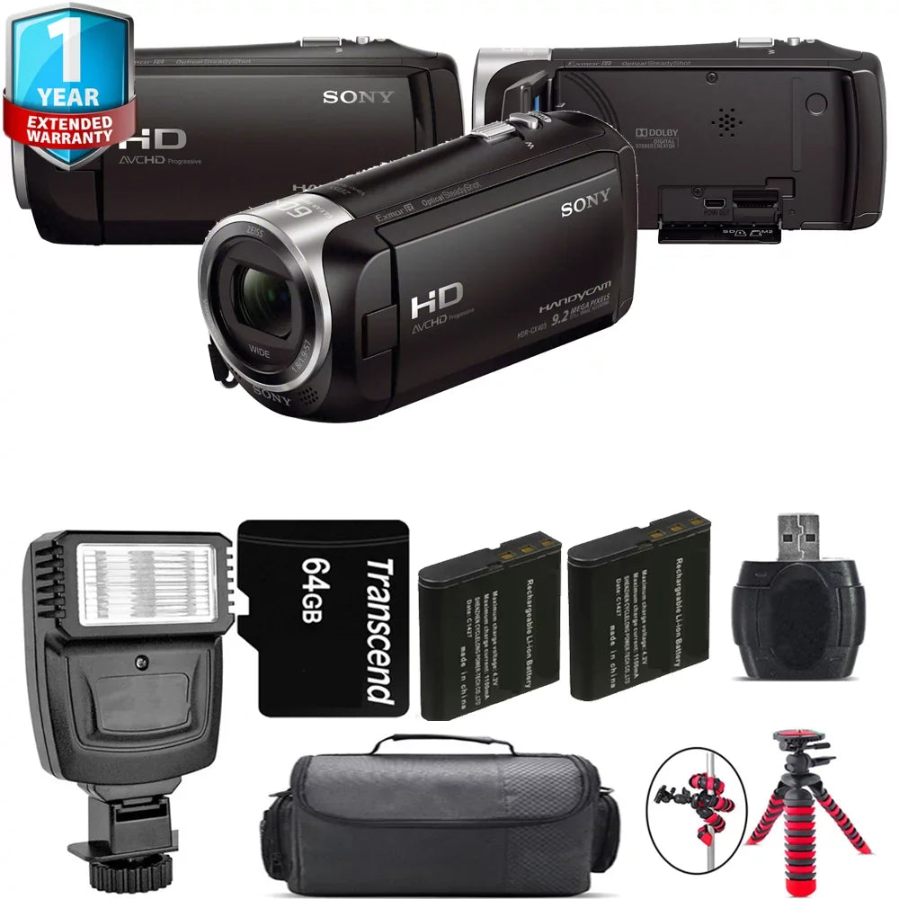 HDR-CX405 HD Handycam + 1 Yr Warranty + Flash - 64GB Kit