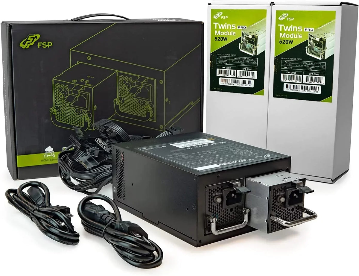 FSP Twins Pro ATX PS2 1+1 Dual Module 700W Efficiency ≥90% Hot-swappable Redundant Digital Power Supply with Guardian Monitor Software (Twins Pro 700)