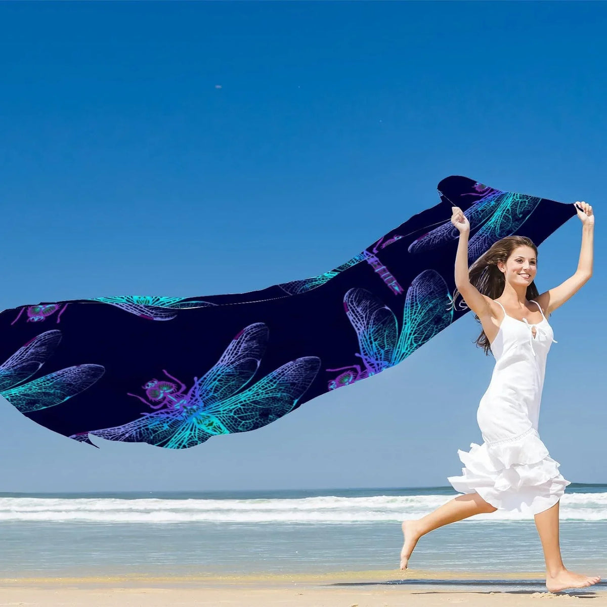 Hyjoy Dragonfly Long Silk Neck Scarf Load Shawl Wrap Scarves for Women Girls