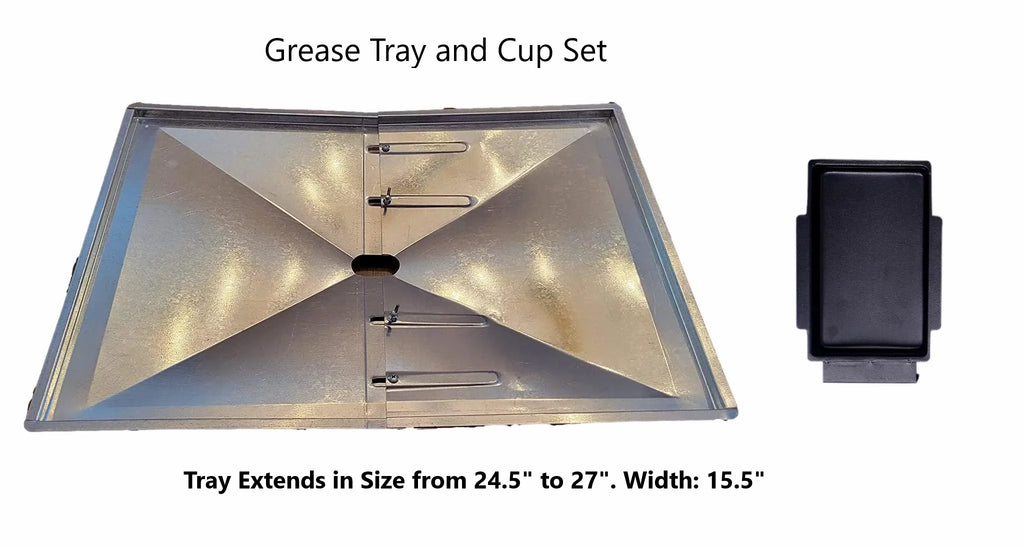 Grill Drip Pans Adjustable Grease Tray (24.5" to 27") and Heat Plates Set (4 Pack) for DynaGlo, Uniflame, BHG, Backyard Grill Models