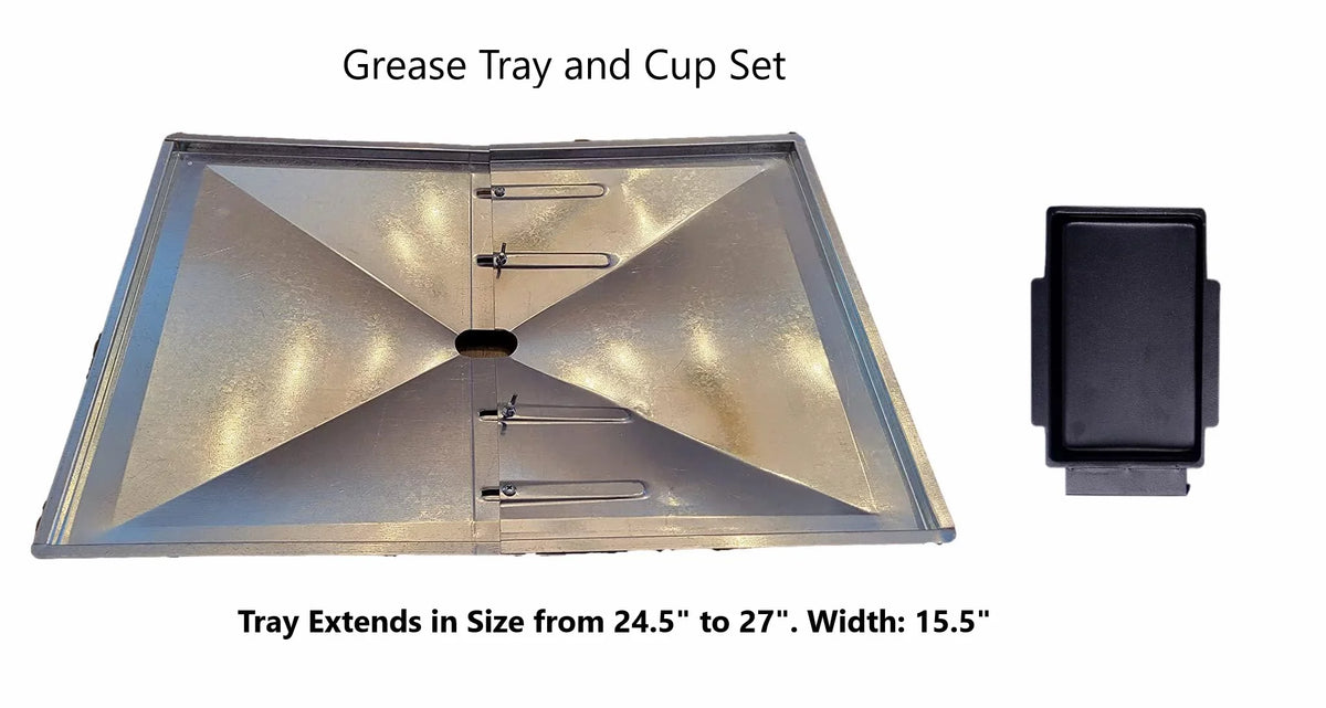 Grill Drip Pans Adjustable Grease Tray (24.5" to 27") and Heat Plates Set (4 Pack) for DynaGlo, Uniflame, BHG, Backyard Grill Models