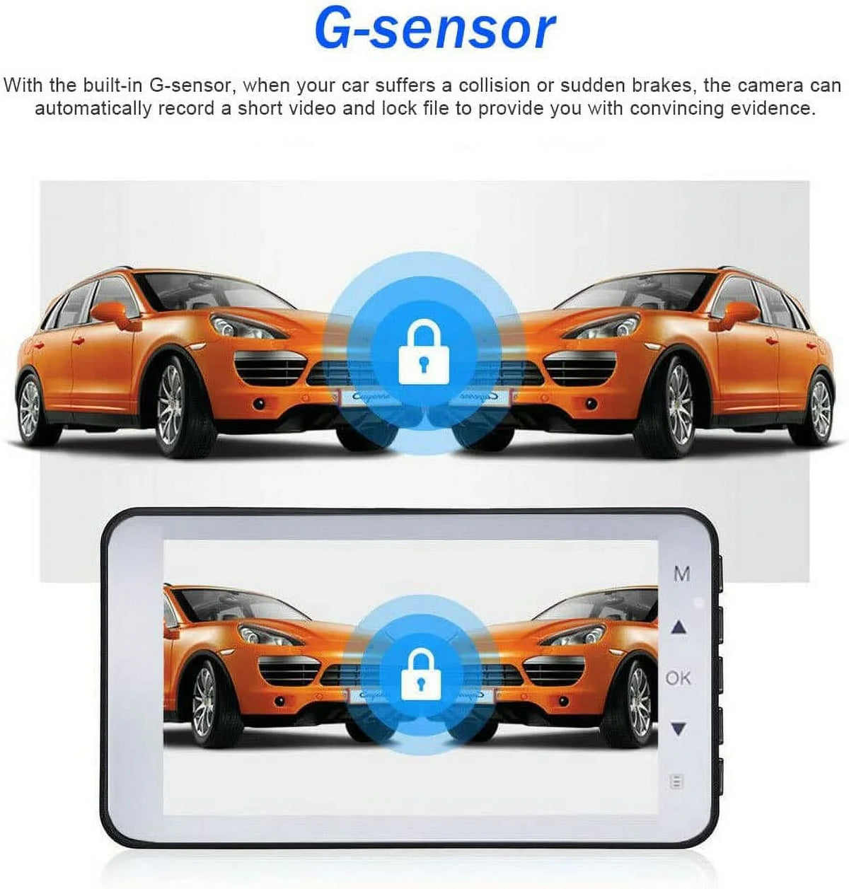 Bileeko Car DVR 4" 1080P Dual Lens Dash Cam Video Recorder Camera for Car Pickup Truck SUV RV Van