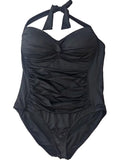 Womens Liz Claiborne Jet White One Piece Halter Top Swimming Suit