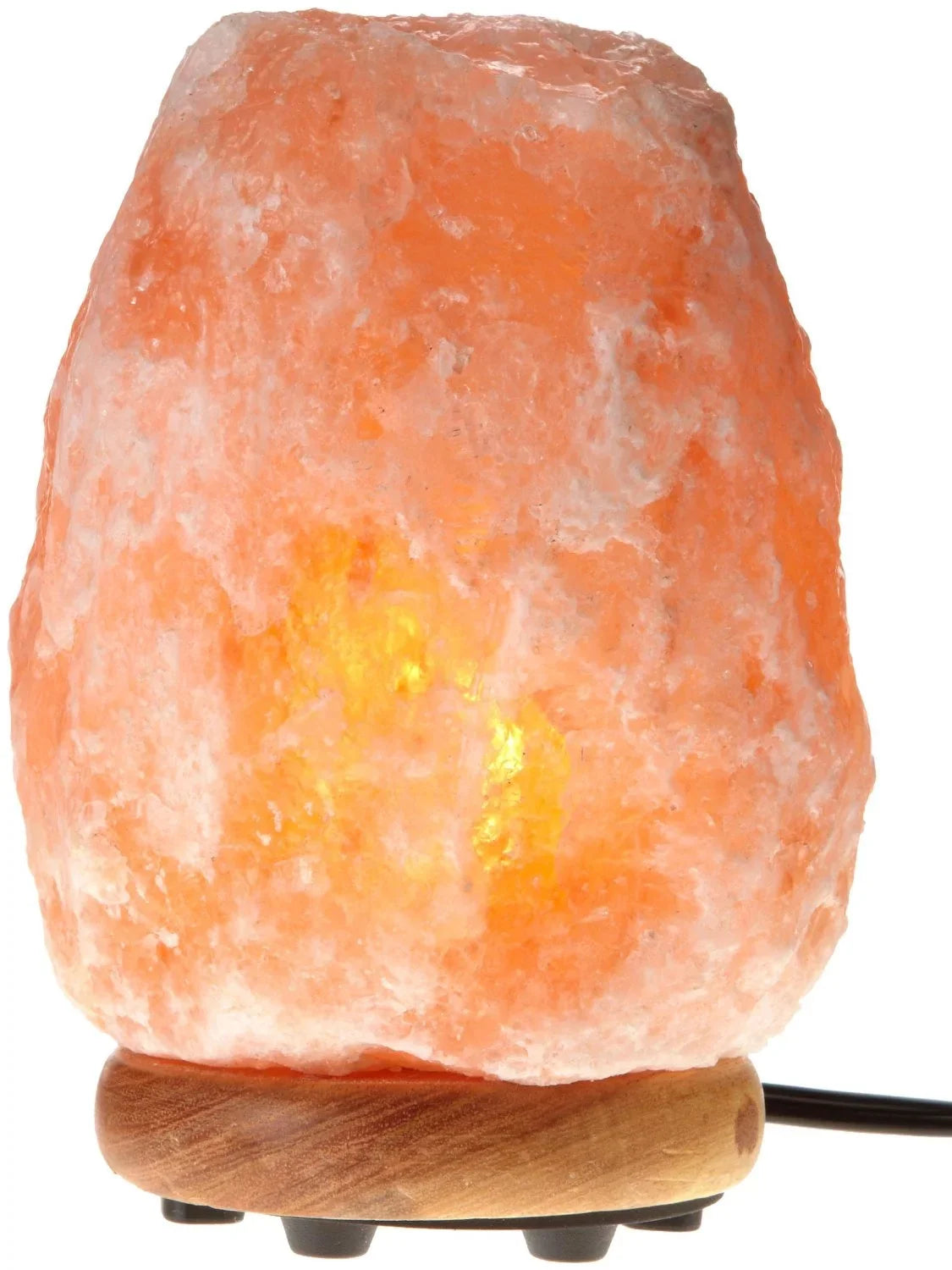 WBM Himalayan Glow Hand Carved Natural Crystal Himalayan Salt Lamp With Genuine Neem Wood Base, Bulb And Dimmer Control.8 to 9 Inch, 8 to 11 lbs.