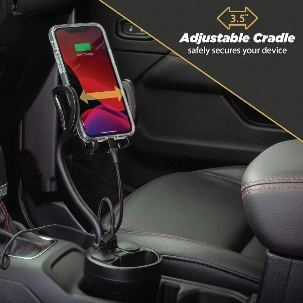 Scosche UH2PCUP Powerhub 4” Adjustable Arm and Cup Holder Car Mount Ebony