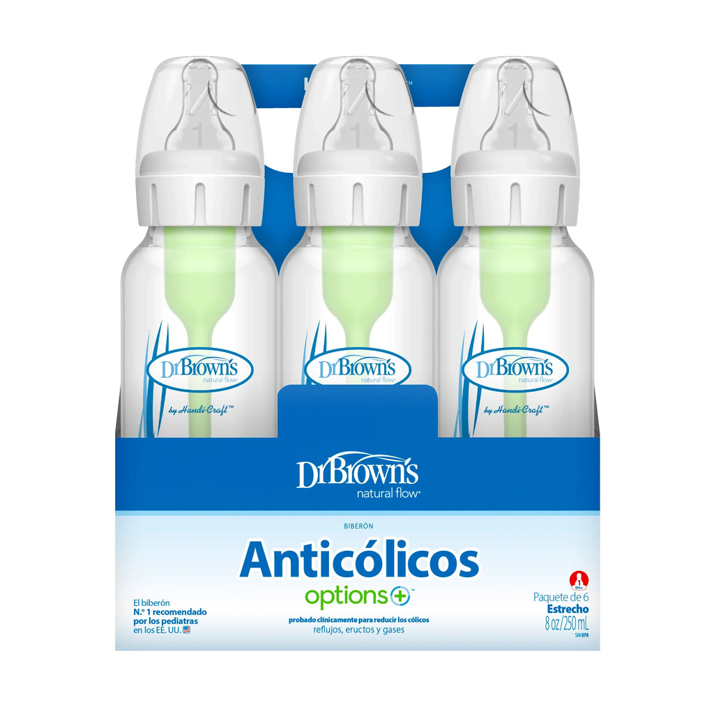 Dr. Brown's Natural Flow Anti-Colic Options+ Narrow Baby Bottles 8 oz/250 mL, with Level 1 Slow Flow Nipple, 6 Pack, 0m+ Woodland Animals Gift Set