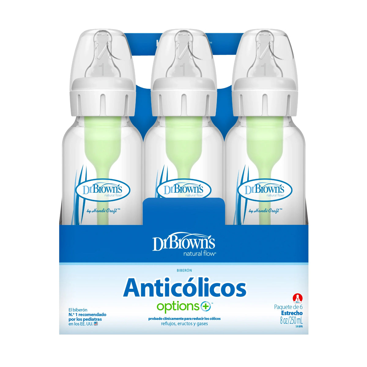 Dr. Brown's Natural Flow Anti-Colic Options+ Narrow Baby Bottles 8 oz/250 mL, with Level 1 Slow Flow Nipple, 6 Pack, 0m+ Woodland Animals Gift Set