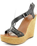 Lauren Ralph Lauren Dover Womens Size 9 Jet Leather Wedge Sandals Shoes New