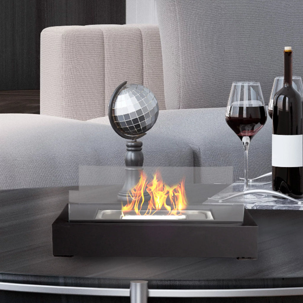 Northwest 2-Pack Rectangular Indoor or Outdoor Ventless Bio Ethanol Tabletop Fireplace, Dark