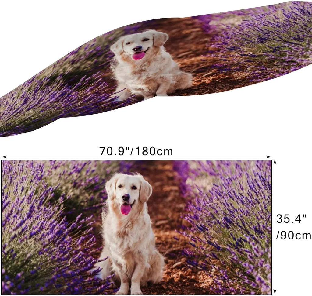 Hyjoy Adorable Golden Retriever Dog in Lavender Field Long Silk Neck Scarf Load Shawl Wrap Scarves for Women Girls