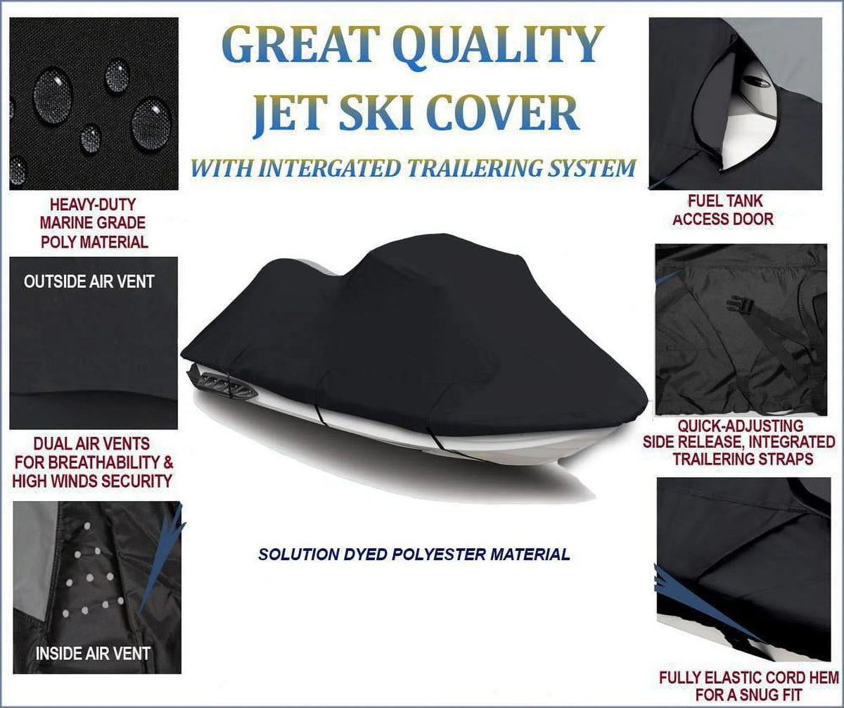 Ebony PWC 600D JET SKI Cover Compatible for Polaris Genesis FI 2001