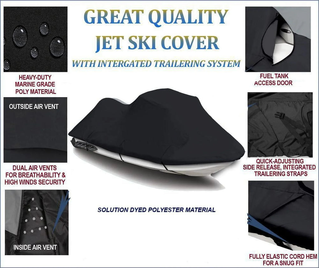 Jet 600 DENIER JetSki Cover Compatible for Jet Ski PWC Cover Polaris Virage 2000 2001 2002 2003 2004