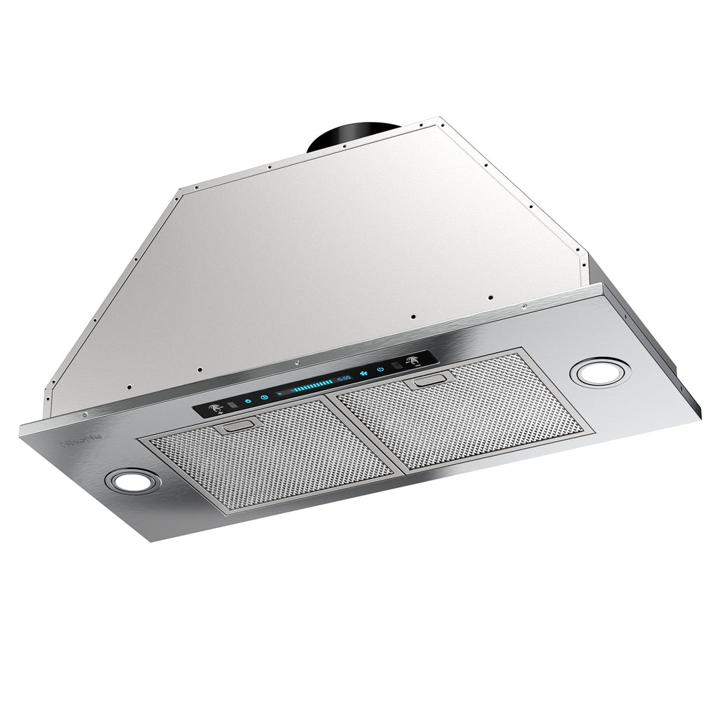 HisoHu Insert Range Hoods 36 Inch, 900 CFM with Ducted Convertible Ductless (Kit Included), 4 Speed Gesture Sensing&Touch Control Panel, Stainless Steel Kitchen Vent (36 Inch)