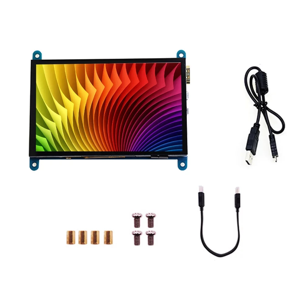 Walmeck 5 Inch Capacitive Touchscreen Display 800*480 Resolution Small Portable with USB Interface Compatible with Raspberry Pi Tool