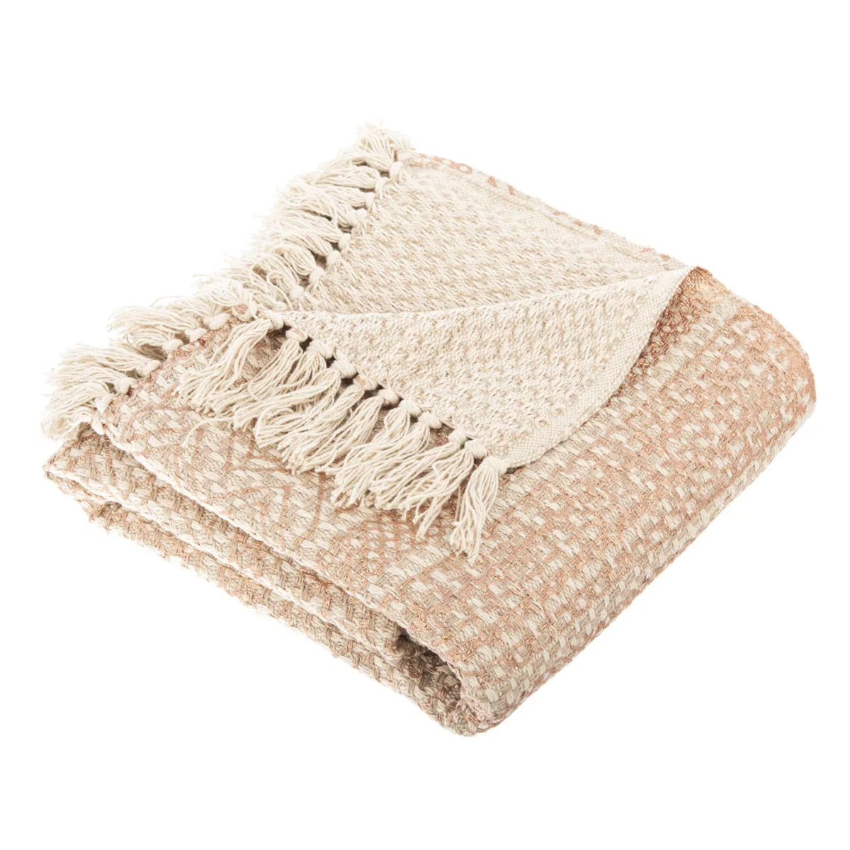 SAFAVIEH Becks Striped Throw with Fringe, 60" x 72", Beige/Copper