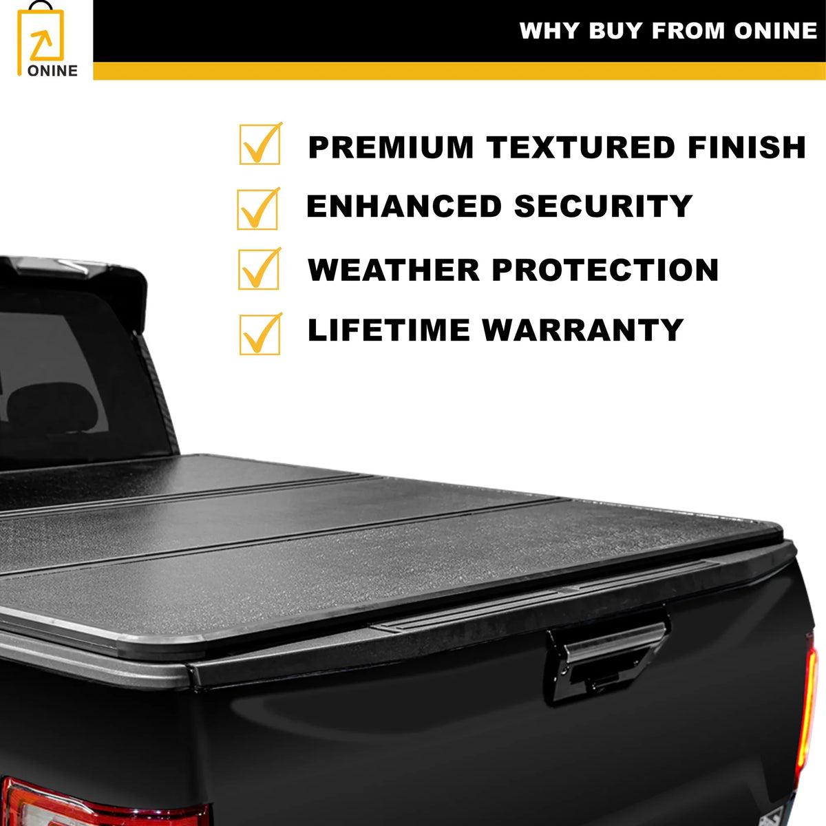 ONINE AWH Hard Tri-Fold Truck Bed Tonneau Cover Custom Fit 2019-2024 Dodge Ram 1500 New Body 5.7ft Bed(67"), Does not fit Classic, Does Not Fit with Multi-Function (Split) Taiate or RamBox