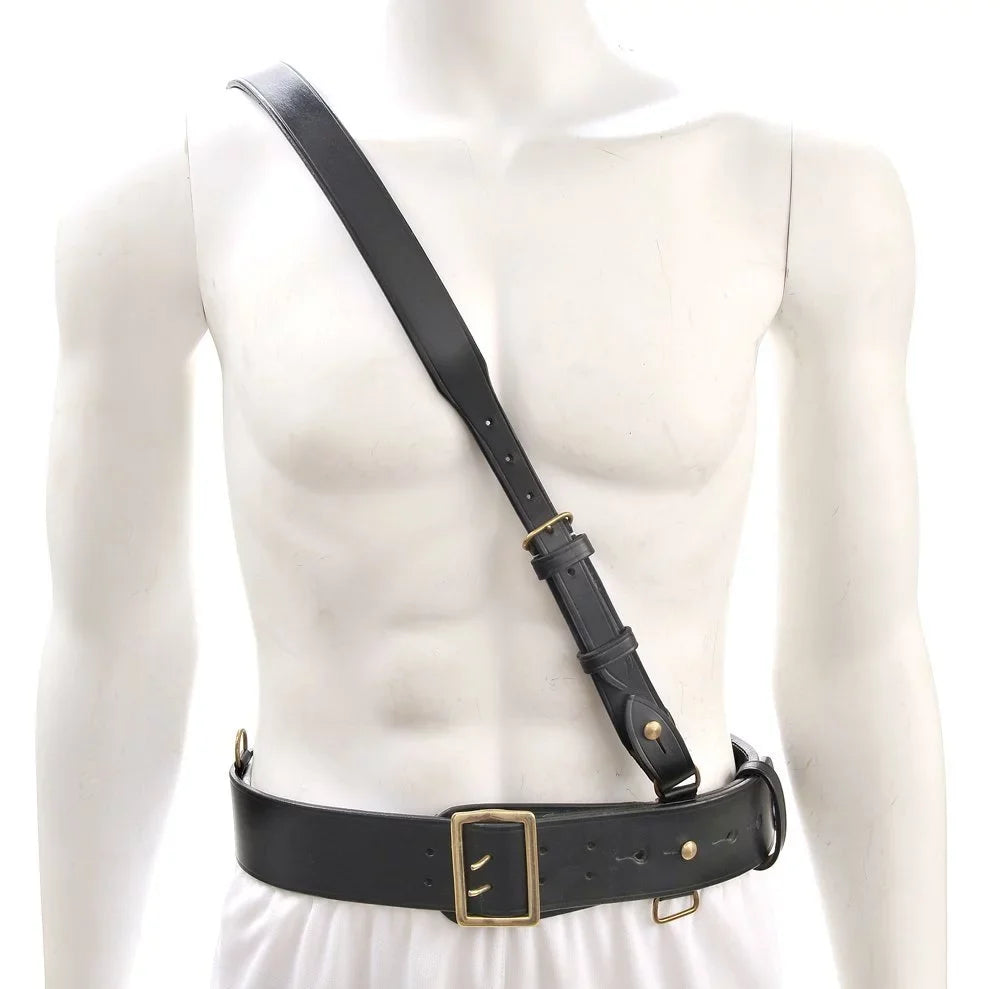 Sam Browne Belt with Shoulder Strap Dark Leather WW1 will fit 42"- 45"