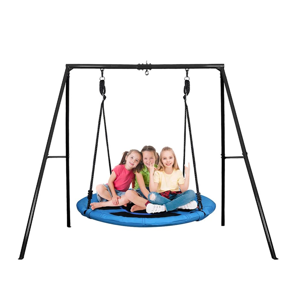 Trekassy 440lbs Metal Swing Set with 40 Inch Saucer Tree Swing, Swivel and Heavy Duty A-Frame Metal Swing Stand
