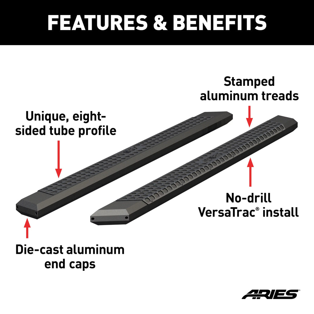 AdvantEDGE 5-1/2" x 91" Dark Aluminum Side Bars (No Brackets) Fits select: 2015,2017-2024 CHEVROLET SILVERADO