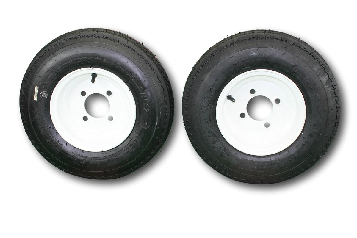 Antego Tire and Wheel 2-Pack Antego Trailer Tire on Rim 480-8 4.80-8 Load C 4 Lug White Wheel