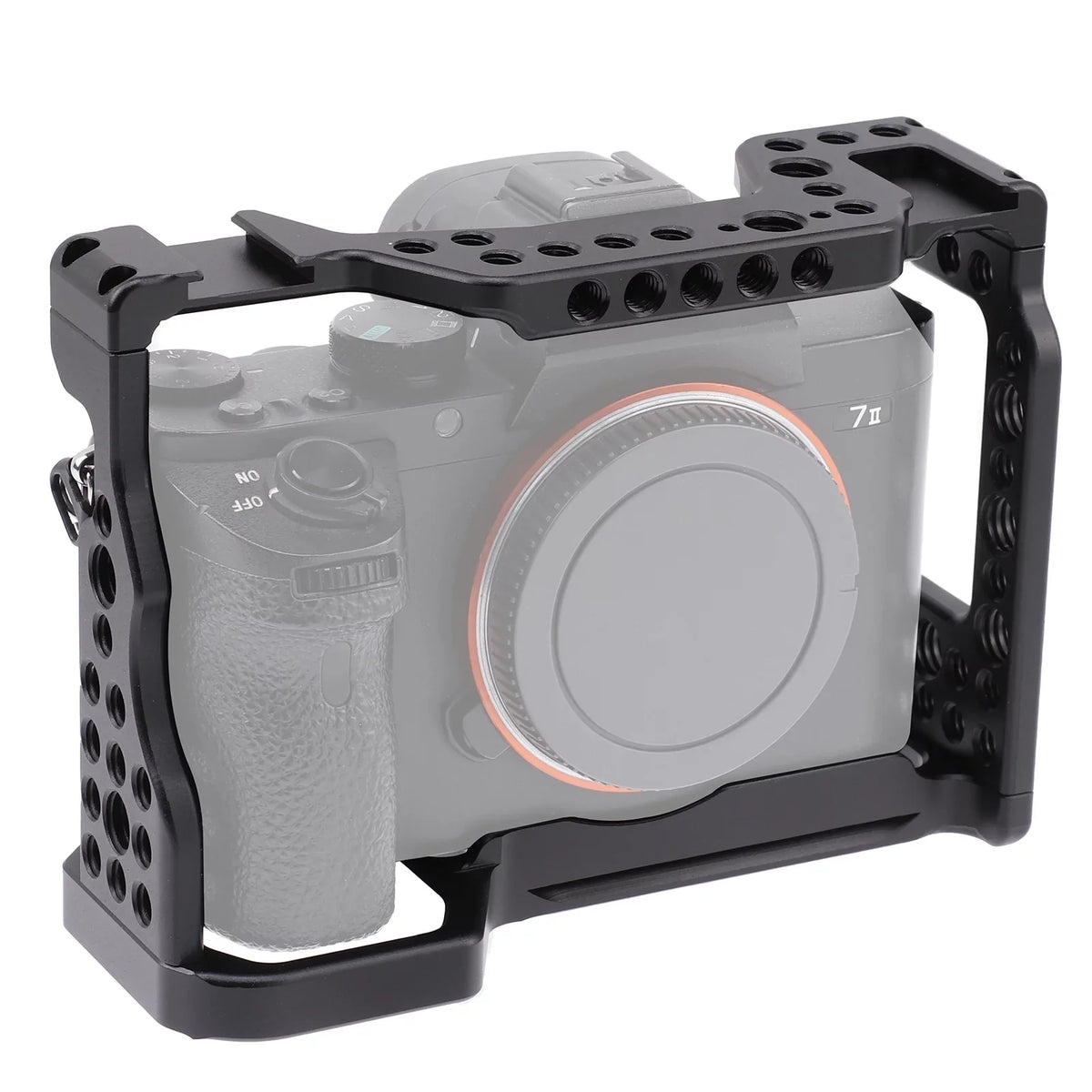 Htovila Camera Cage Aluminum Alloy Video Cage Replacement for A7M3 A7R3 A9 Mirrorless Camera with Cold Shoe Mount 1/4 Inch & 3/8 Inch Screw Holes